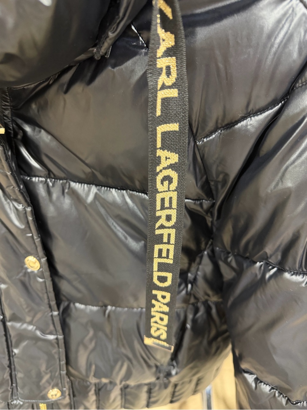 Karl Lagerfield Crop Puffer Bomber Jacket Medium - Picture 6 of 11